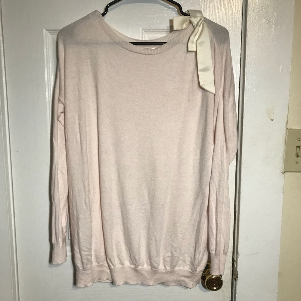 Lc lauren conrad pink sweater with bow small